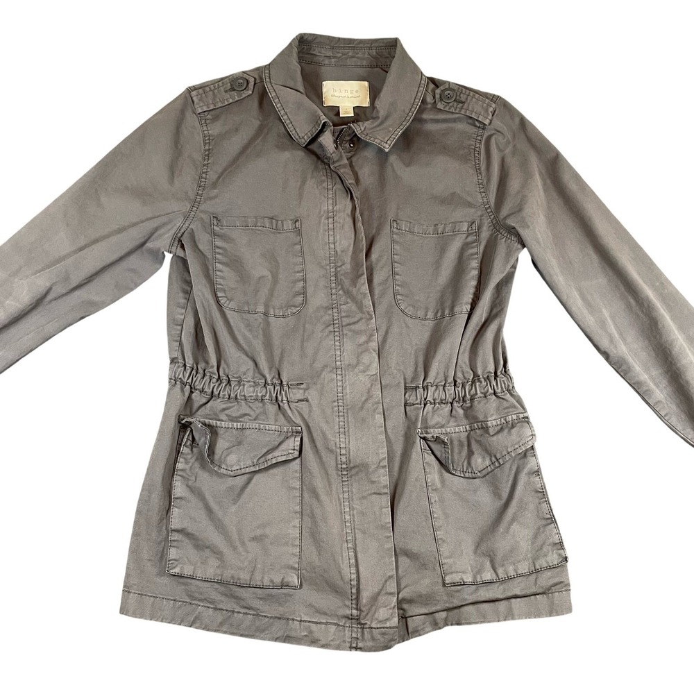 Hinge Womens Military Utility Jacket Gray Size Large Gorpcore Grunge